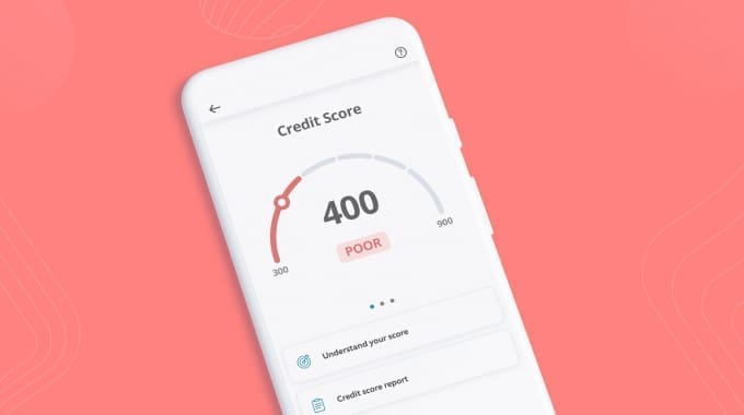 Low credit score of 420 on smartphone display