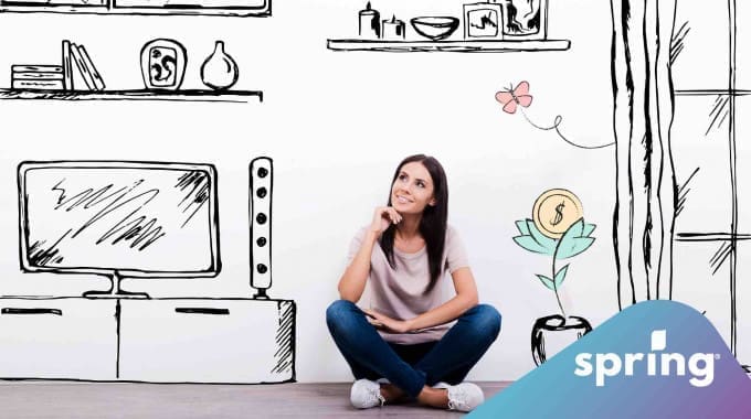 Woman getting financing for house furniture in Canada