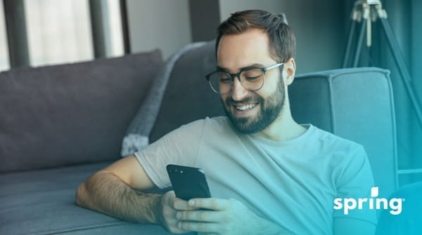 Virtual credit card in man's hand